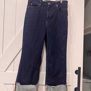 The Scotty Cuffed High Rise Straight Leg Jeans by Pilcro/ Anthropologie